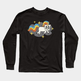 Unicorn Skull Badge Funky Rainbow Long Sleeve T-Shirt